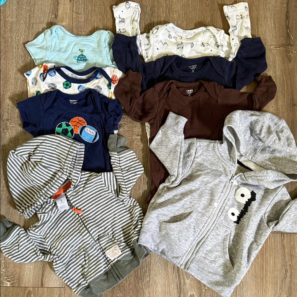 Assorted Baby Onesies and Hoodies 3m 8pcs total
